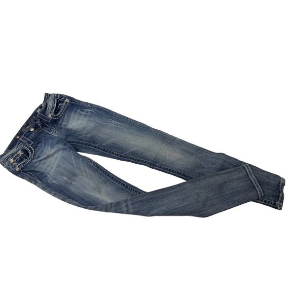 Miss Me Skinny Low Rise Jeans Sz 25 Embellished Bling Pockets Y2K Rodeo - Picture 4 of 4